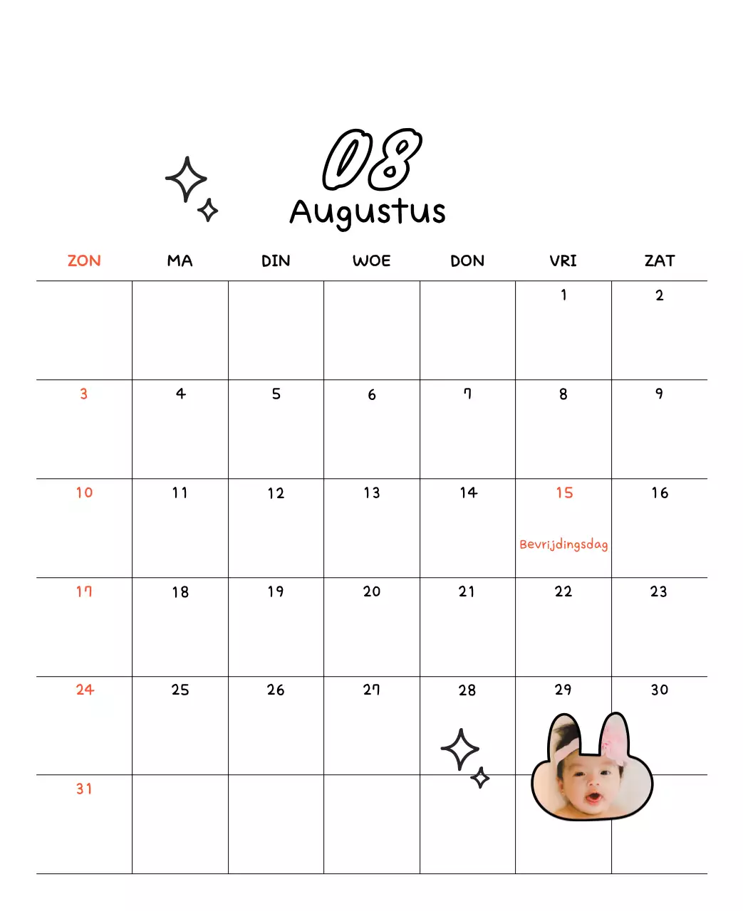 Schattige nieuwjaarskalender