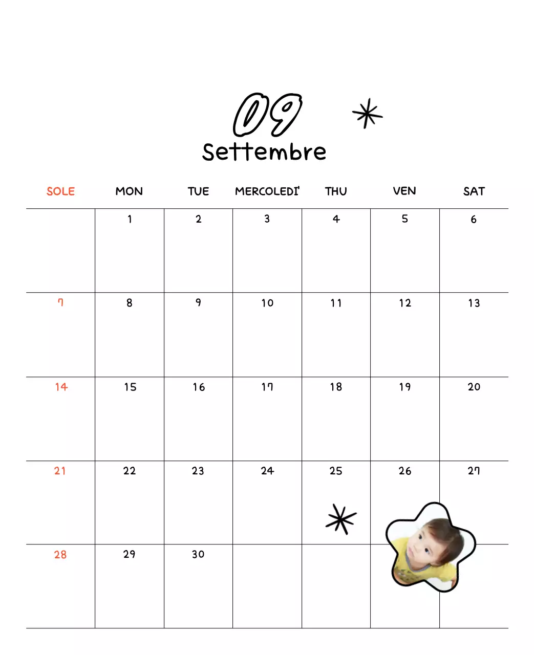 Adorabile calendario di Capodanno