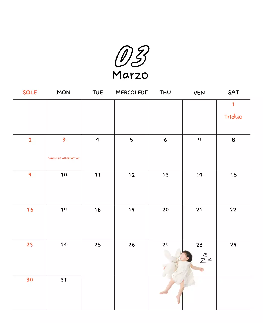 Adorabile calendario di Capodanno