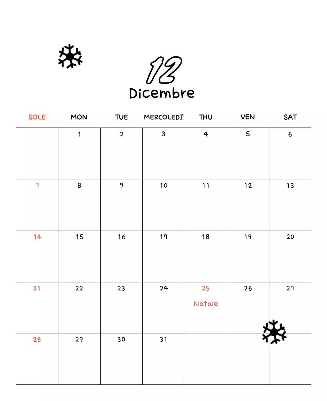 Adorabile calendario di Capodanno