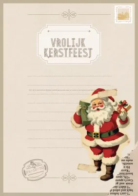 Beige Vintage Kerstkaart