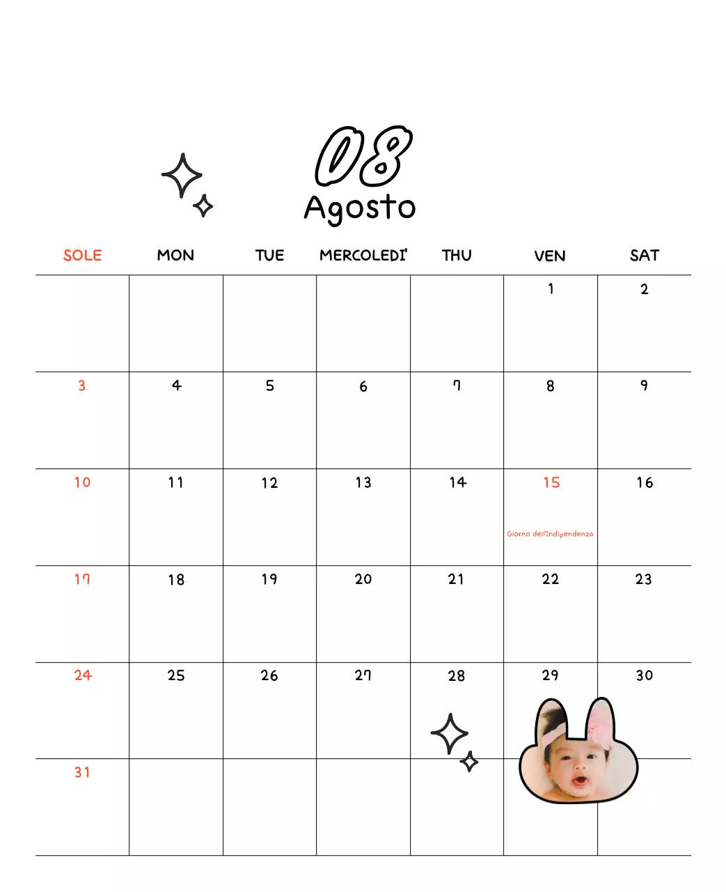 Adorabile calendario di Capodanno