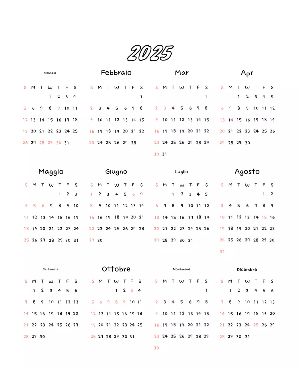 Adorabile calendario di Capodanno