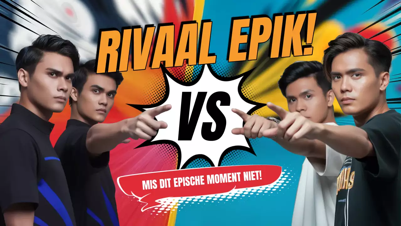 kleurrijke komische rivaliteit aankondiging