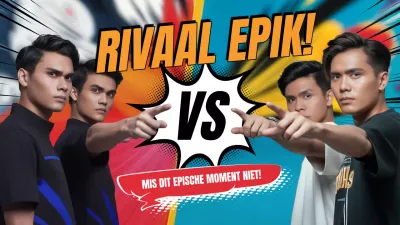 kleurrijke komische rivaliteit aankondiging