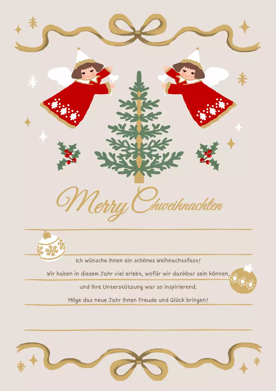 Eine gemütliche Weihnachtskarte in Beige und Rot
