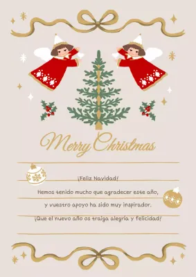 Una acogedora postal navideña en beige y rojo