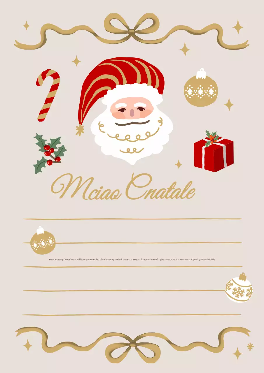 Un'accogliente cartolina di Natale in beige e rosso