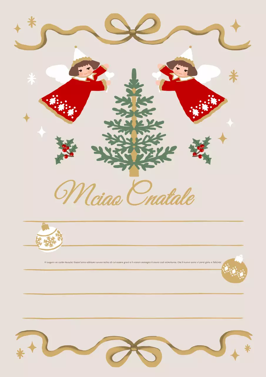 Un'accogliente cartolina di Natale in beige e rosso