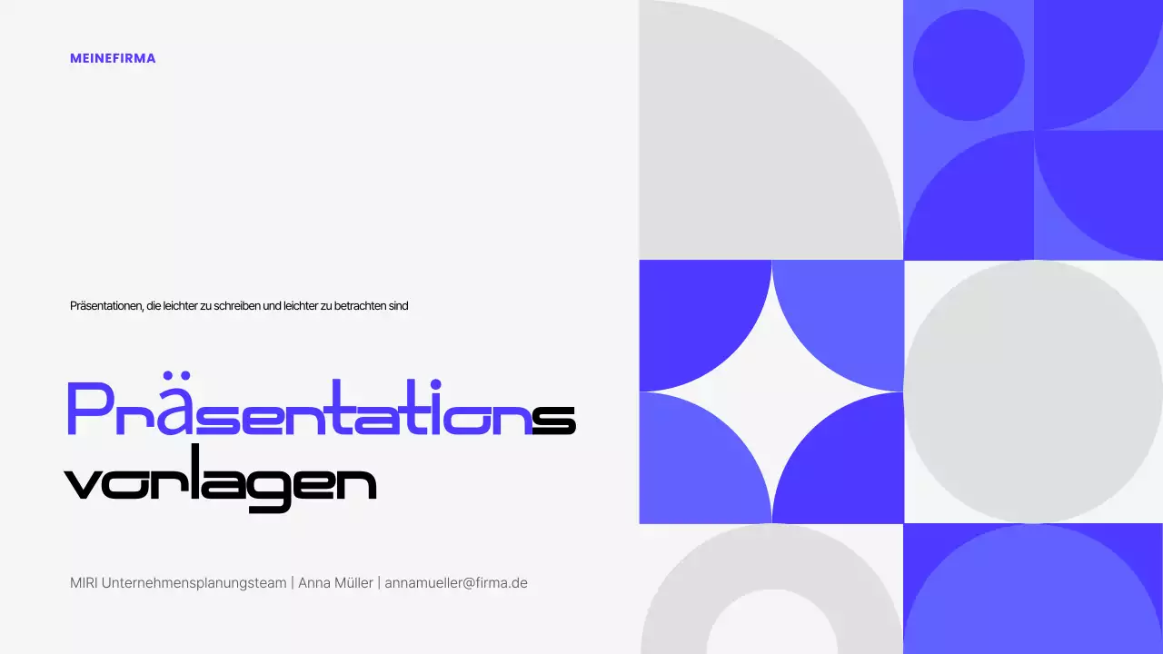 Blaue moderne Präsentationsunterlagen