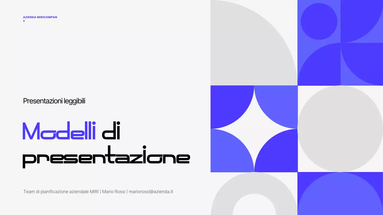 Documentazione di presentazione moderna blu