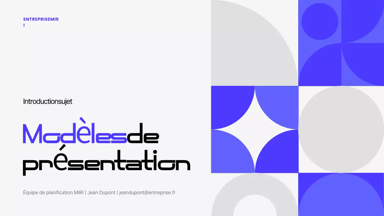 Documentation de présentation moderne bleue