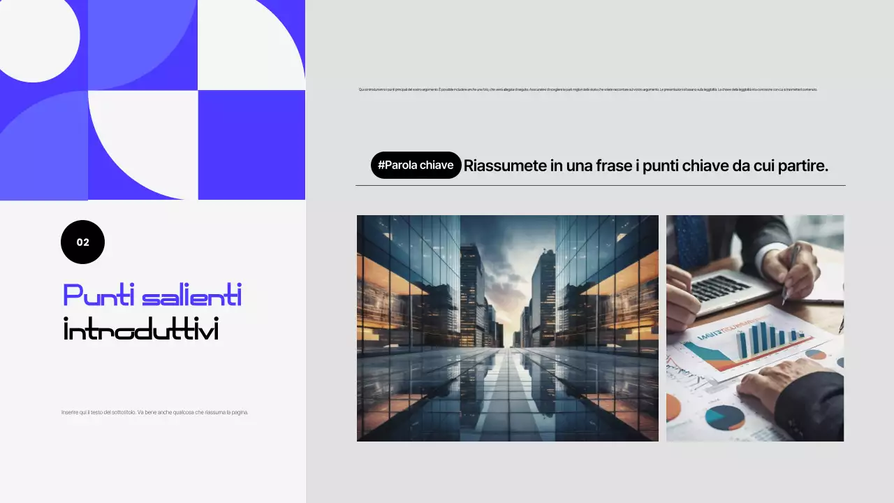 Documentazione di presentazione moderna blu