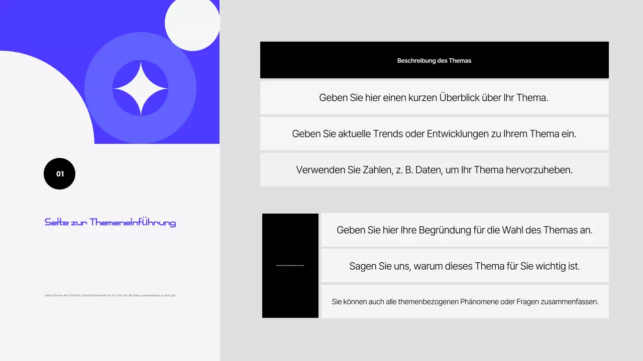 Blaue moderne Präsentationsunterlagen