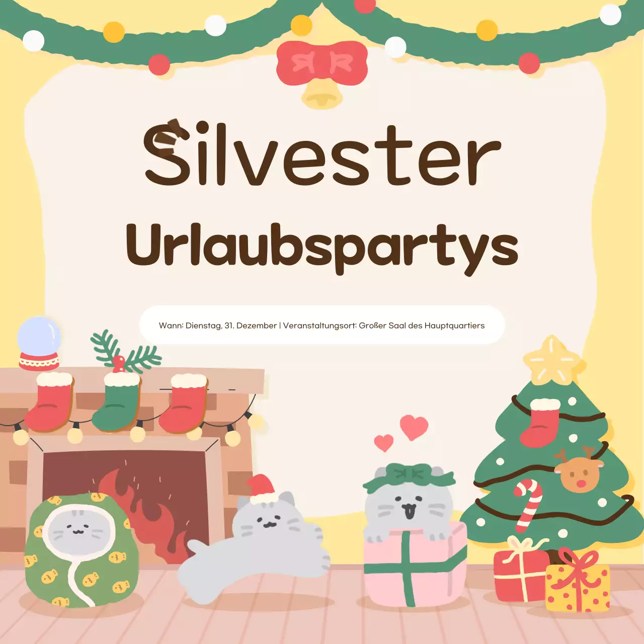 Gelbe gemütliche Ferienparty-Veranstaltung