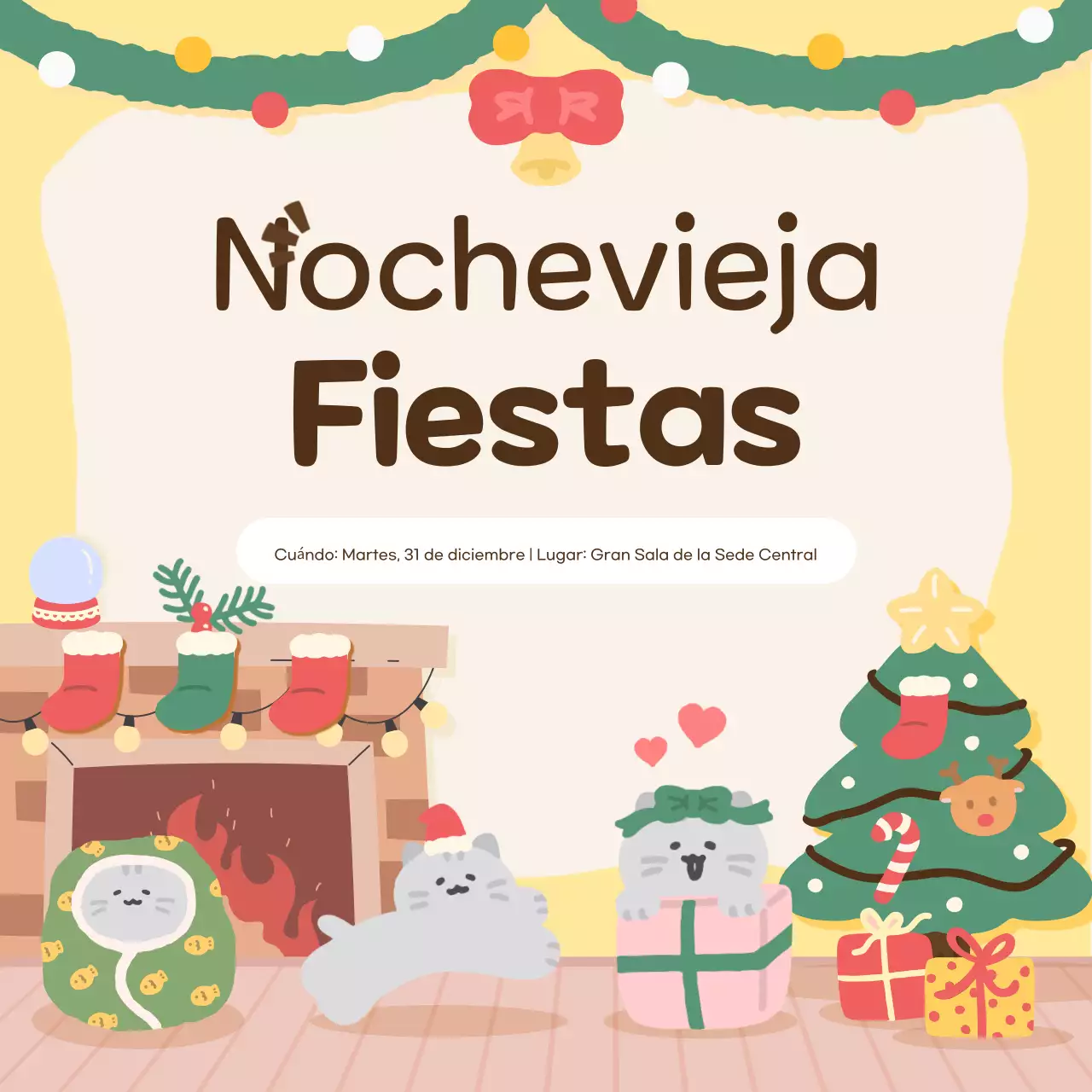 Fiesta navideña acogedora en amarillo