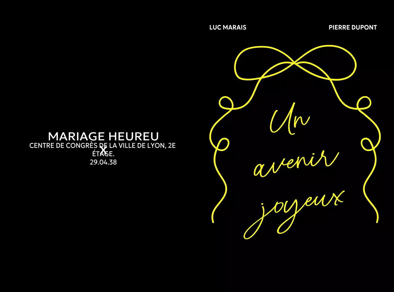 Invitation de mariage minimaliste noire