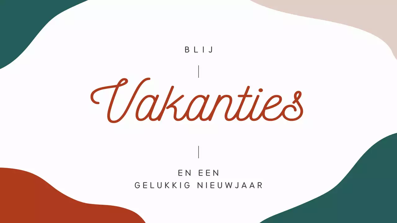 Eindejaarsrapport in een geometrisch patroon van rood en groen