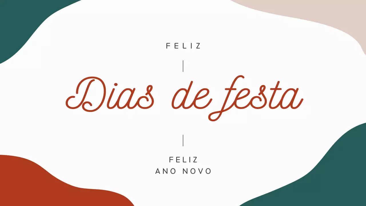 Relatório de fim de ano num padrão geométrico de vermelho e verde