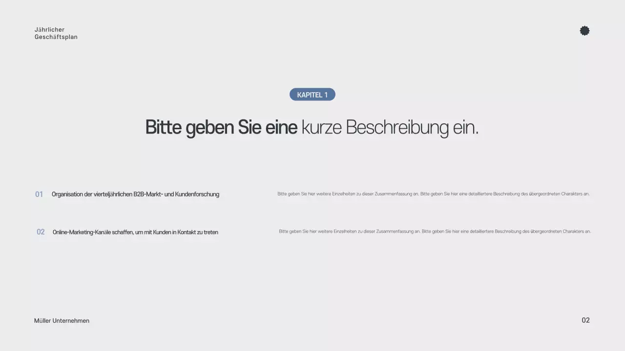 Grauer minimalistischer Jahresplaner