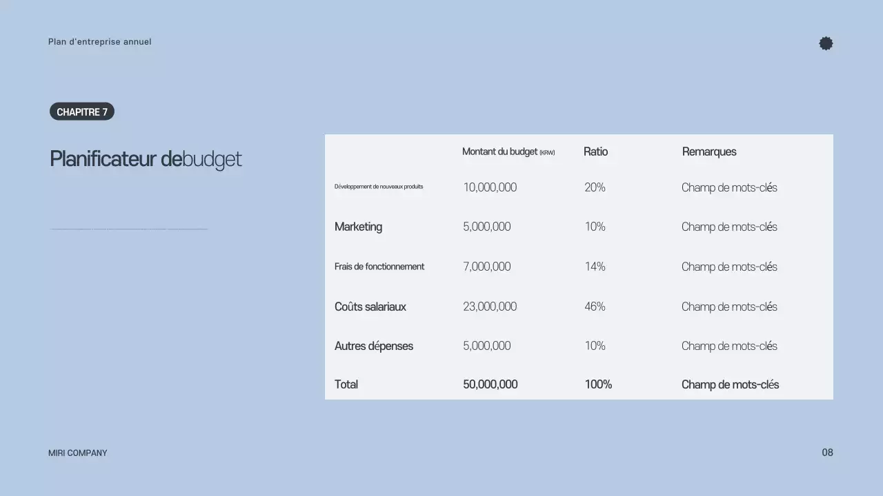 Planificateur annuel minimaliste gris