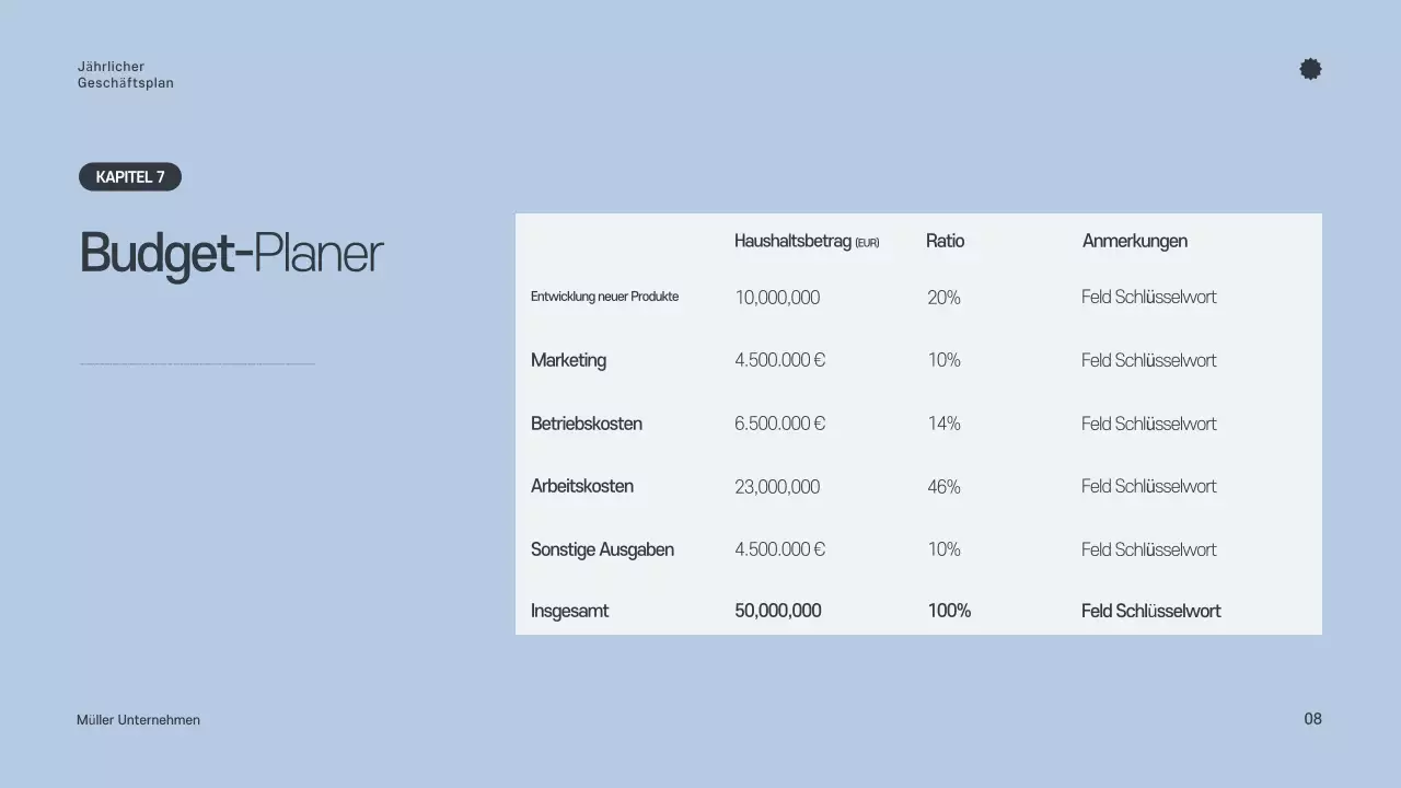Grauer minimalistischer Jahresplaner
