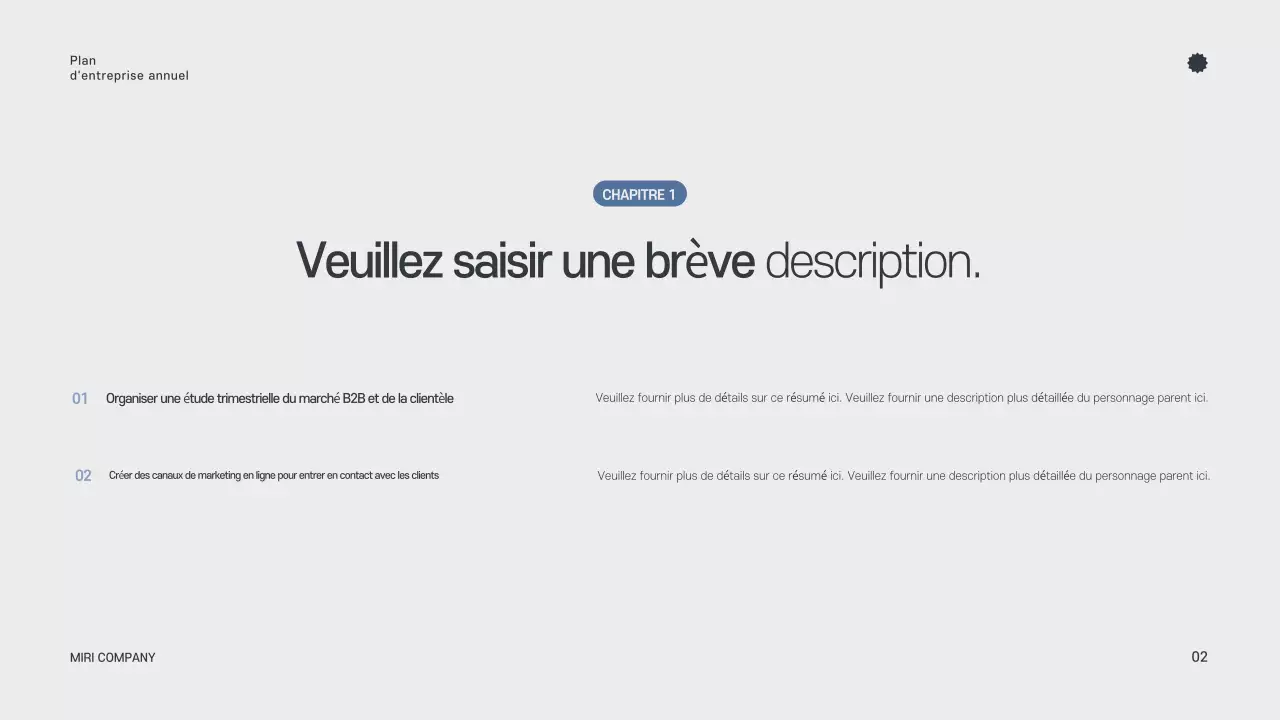 Planificateur annuel minimaliste gris