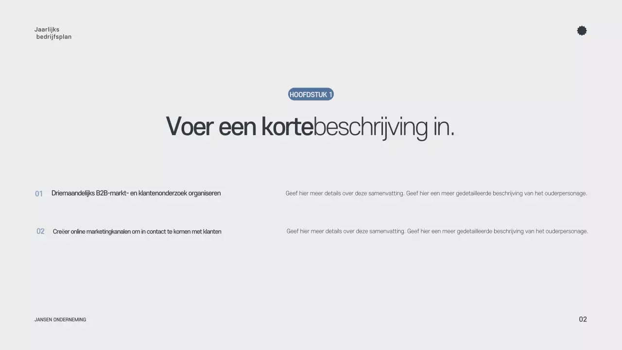 Grijze minimalistische jaarplanner