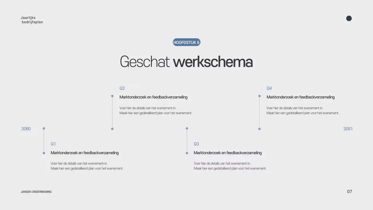 Grijze minimalistische jaarplanner