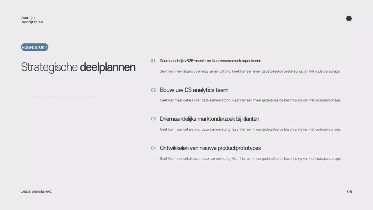 Grijze minimalistische jaarplanner