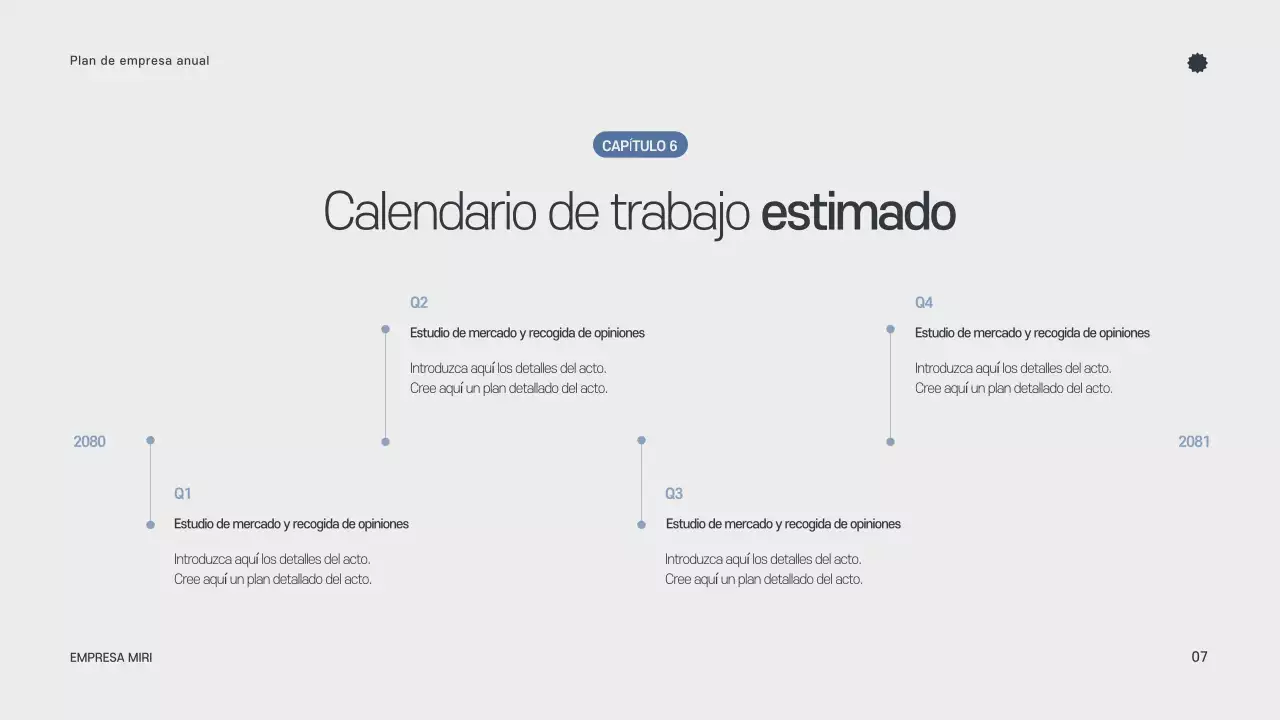 Planificador anual minimalista gris