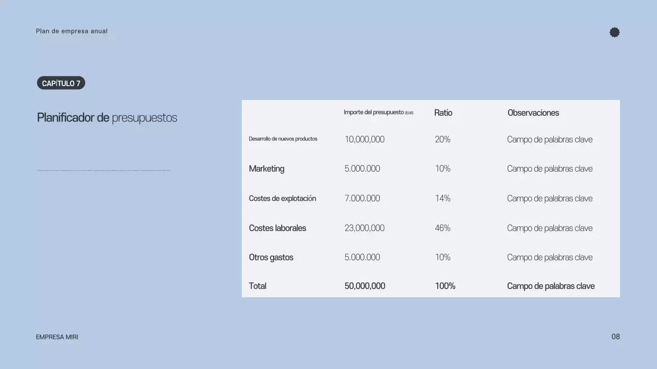 Planificador anual minimalista gris