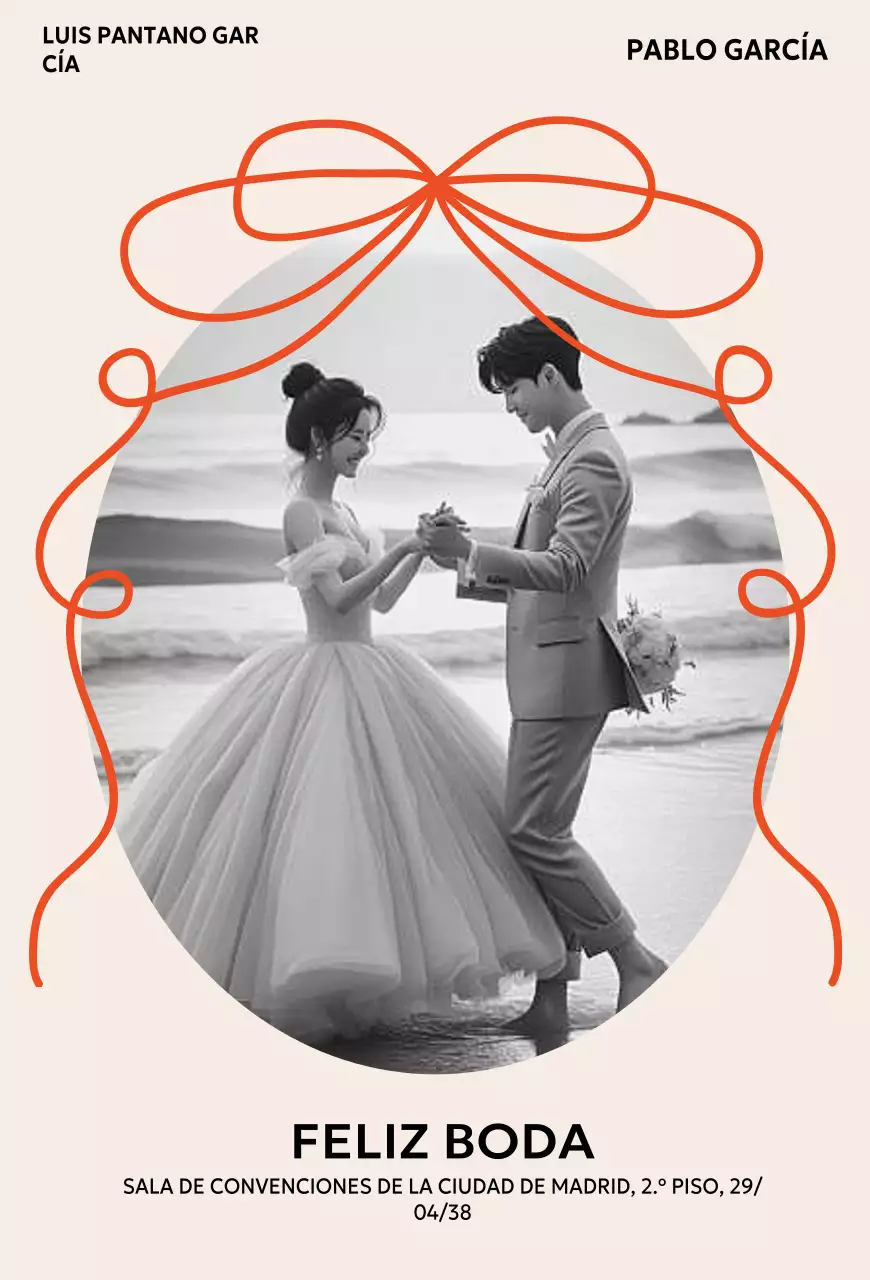 Invitación de boda sencilla beige