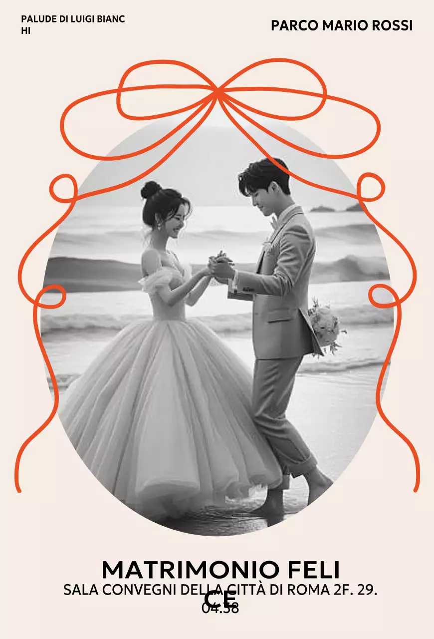 Invito di nozze semplice beige