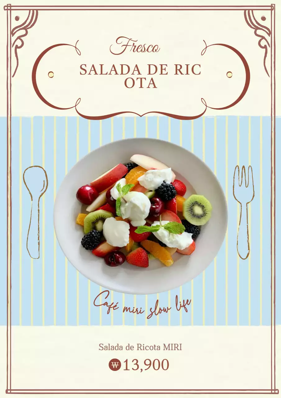 Promover um brunch com salada vintage em azul claro