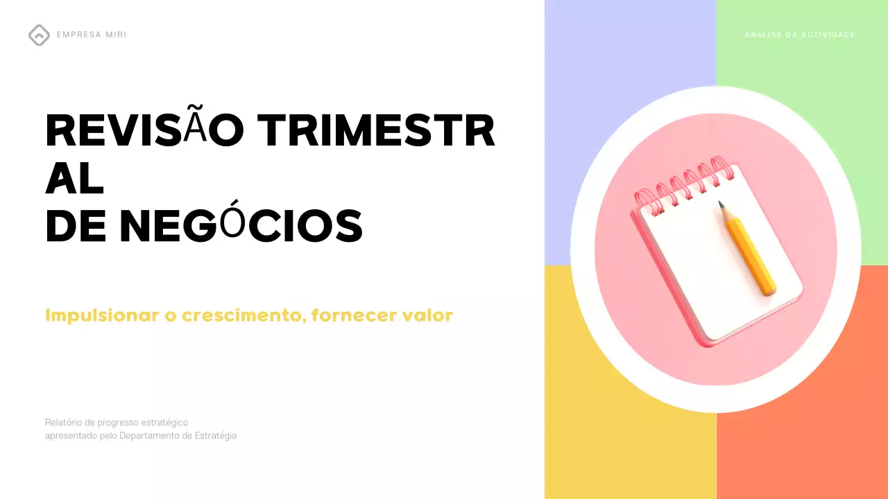 relatório comercial moderno e colorido