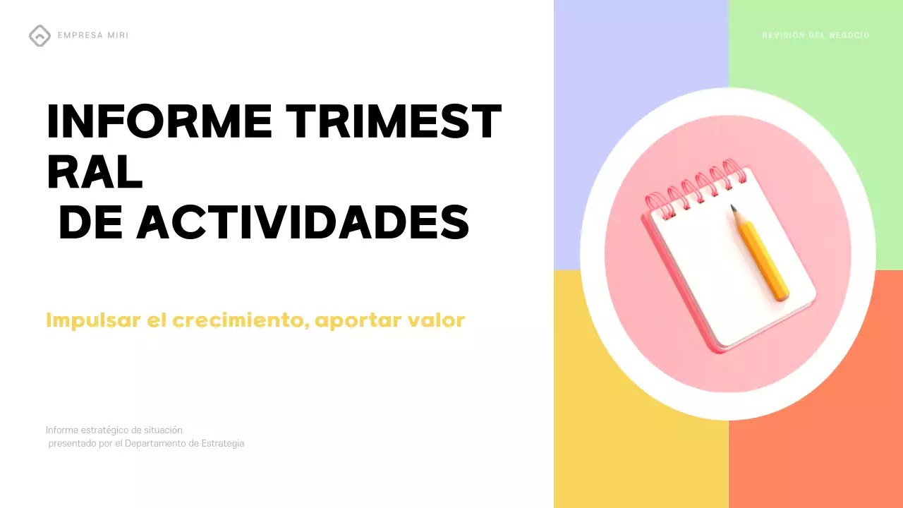 colorido informe empresarial moderno