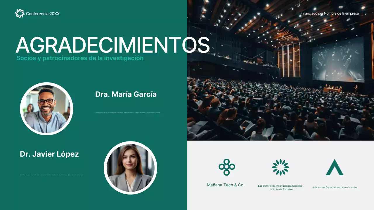 anuncio de la conferencia green abstract