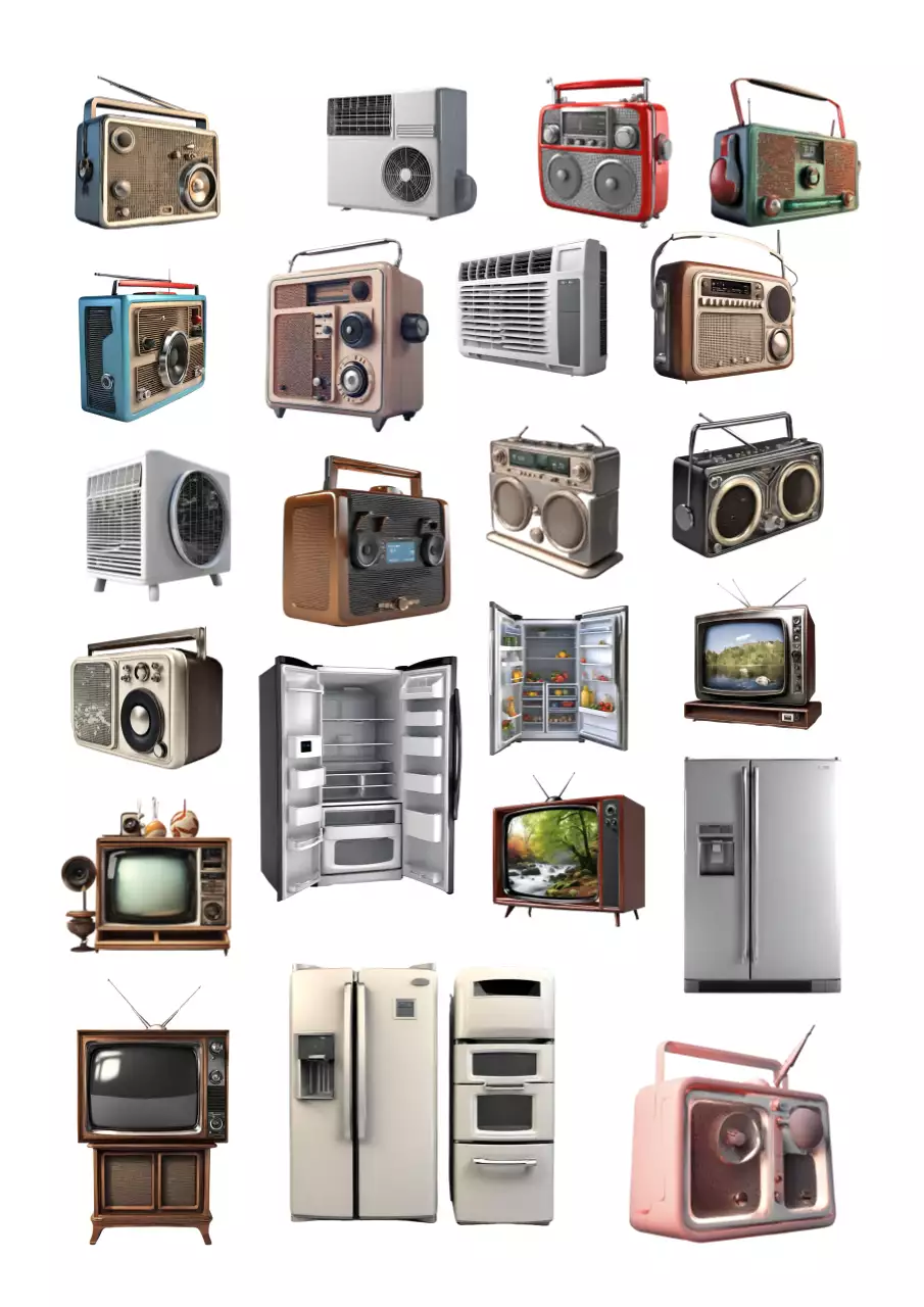 갈색 빈티지 가전제품 스티커