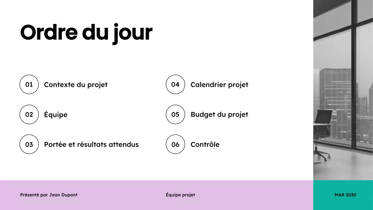 sarcelle présentation de réunion moderne