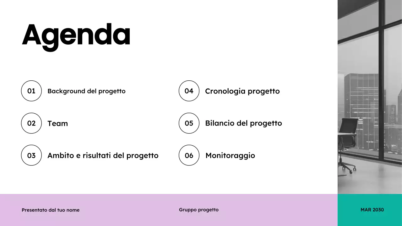 Presentazione di riunione moderna in verde acqua