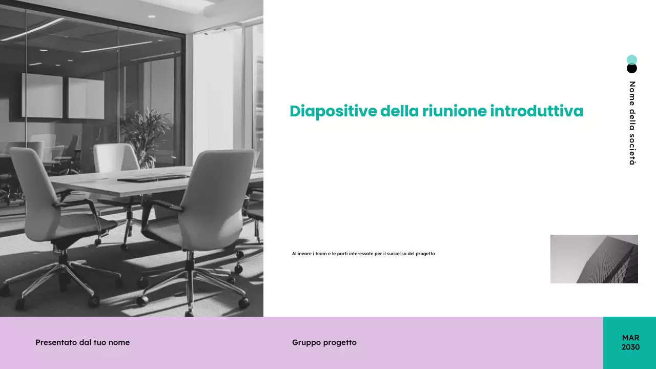 Presentazione di riunione moderna in verde acqua