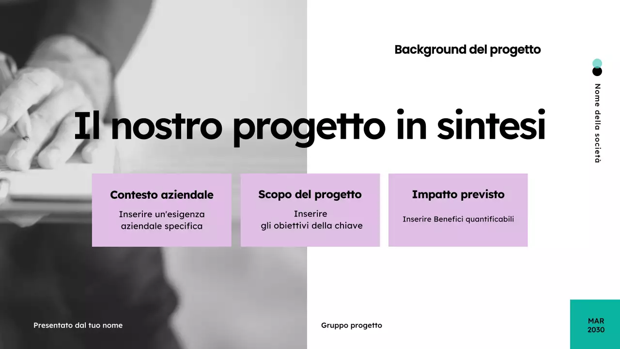 Presentazione di riunione moderna in verde acqua