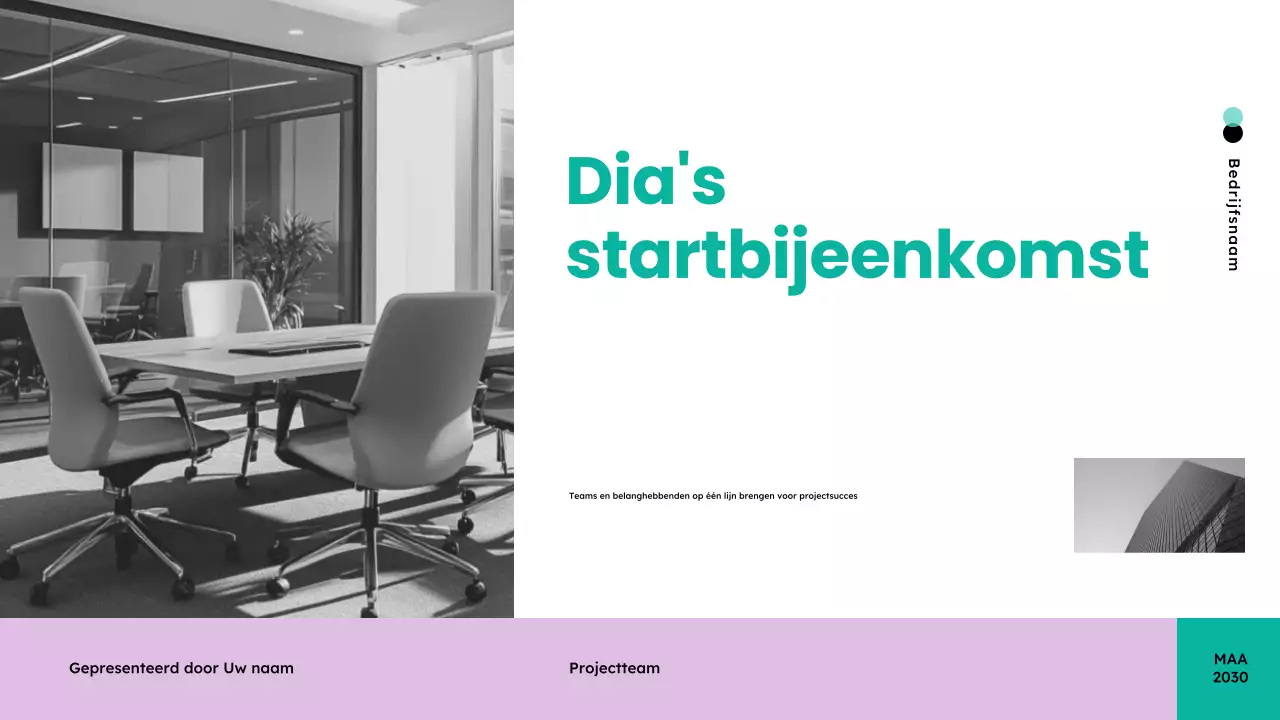 groenblauwe moderne vergaderpresentatie