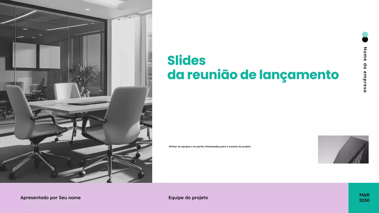 apresentação de reunião moderna em azul-petróleo