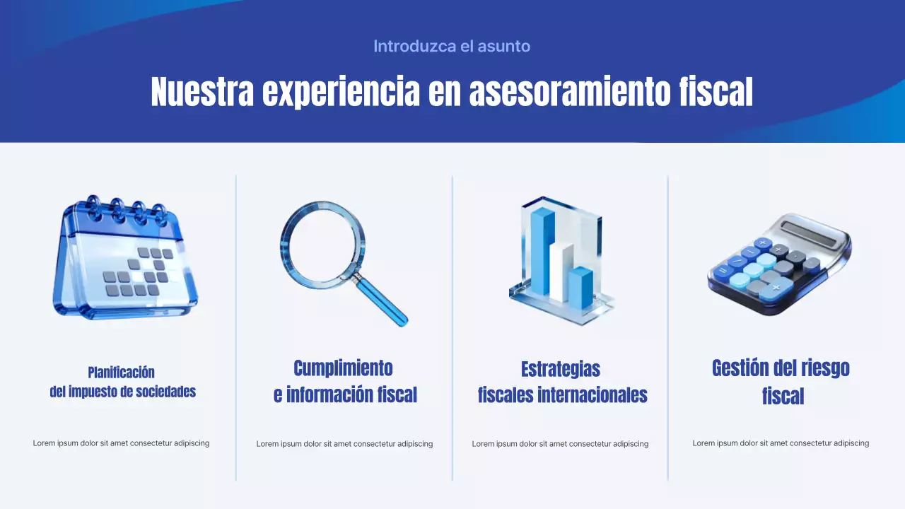 Presentación comercial de la Agencia Tributaria Blue Simple