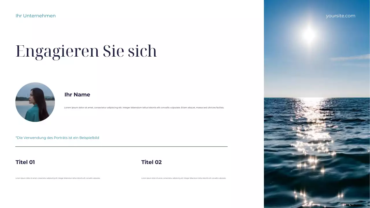 Blaugrüne und weiße Präsentation zur nachhaltigen Erde