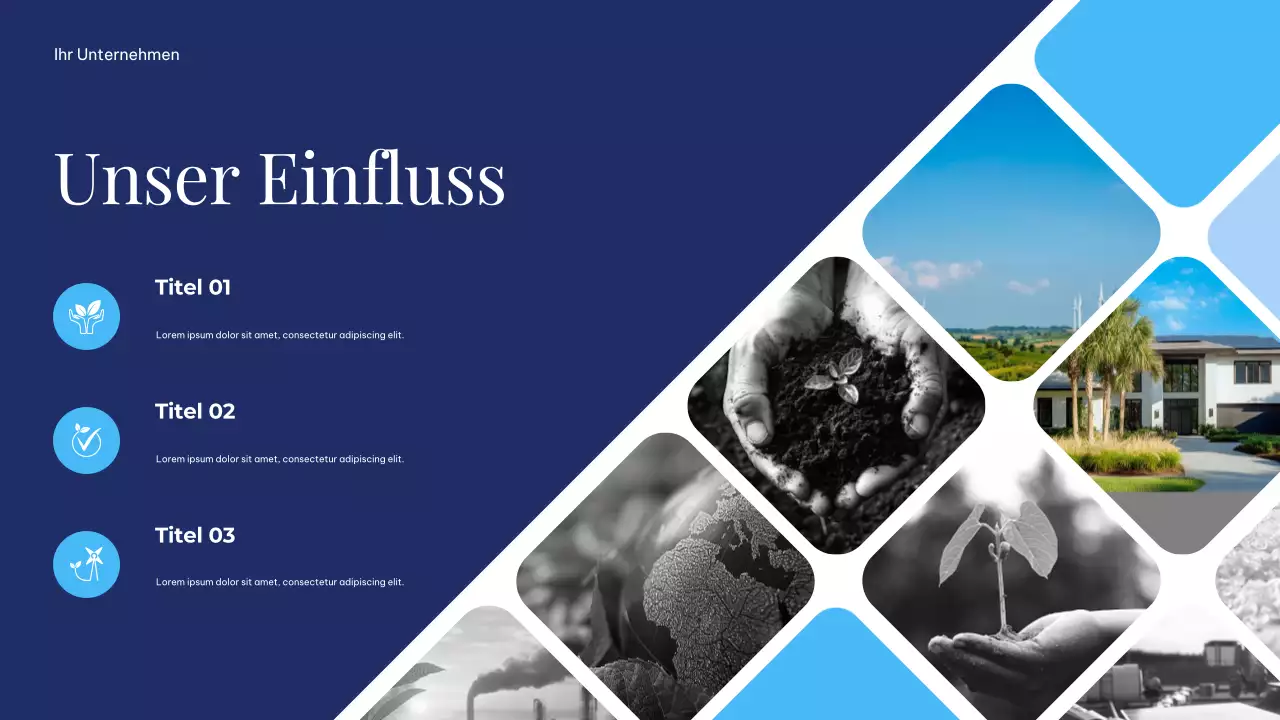 Einfache, minimalistische, nachhaltige Erdpräsentation in Weiß und Blau