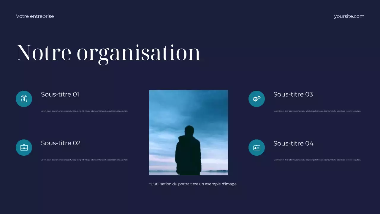 Présentation de Sustainable Earth en bleu sarcelle et blanc