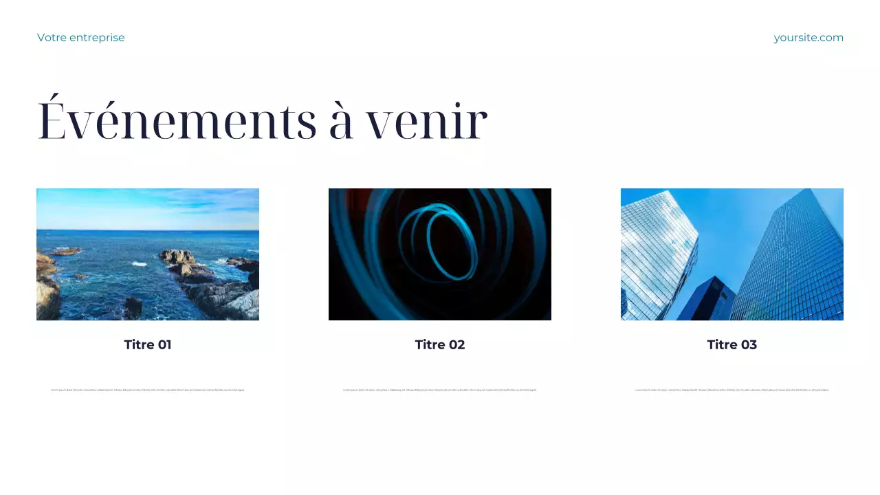 Présentation de Sustainable Earth en bleu sarcelle et blanc